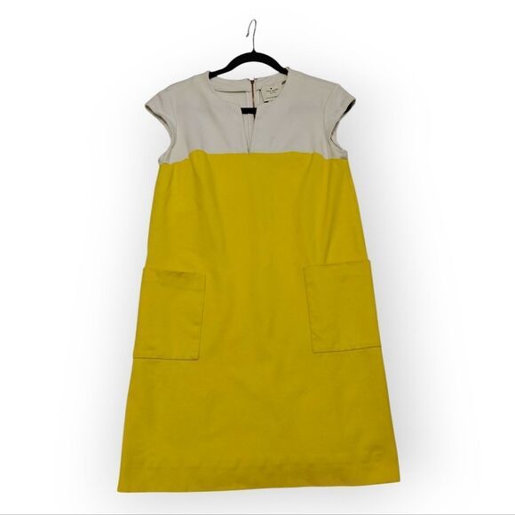Kate Spade Yellow A-Line Mini Dress with Raglan Cap Sleeves Pockets Sz S - Picture 2 of 7